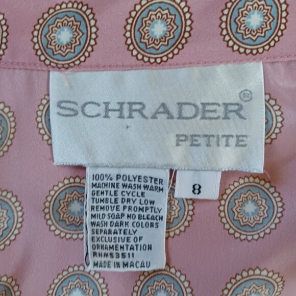 Vintage Schrader Shirt Dress Petite Midi Pleated 80s A line Secretary Size 8P - Picture 8 of 13